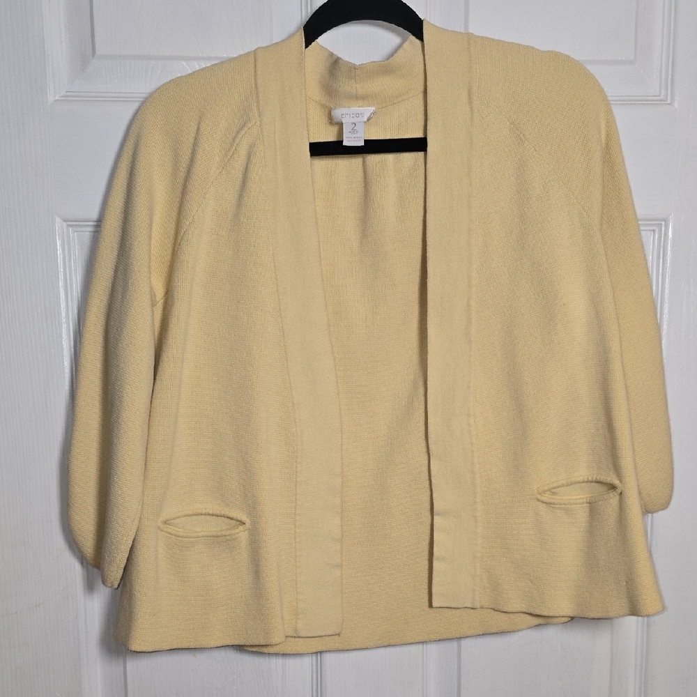 Chico's 2 Or Size 12 L Large Women's Yellow Cardigan